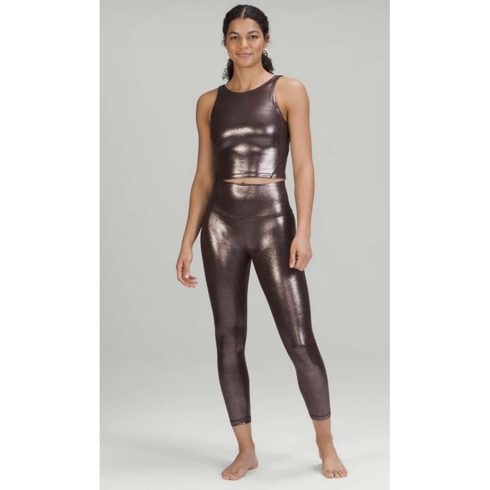 Lululemon‎ Align HR Pant & Matching High Neck Tank Top Radiate Foil French Press
